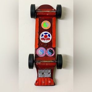 1980s Vintage Skateboard Shaped Pinewood Derby Race Car Hand Crafted Homemade